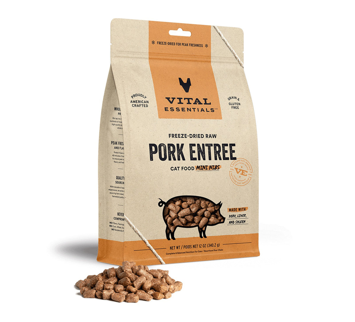 Vital Essentials® Freeze-Dried Raw Pork Entree Cat Food Mini Nibs, 12 oz