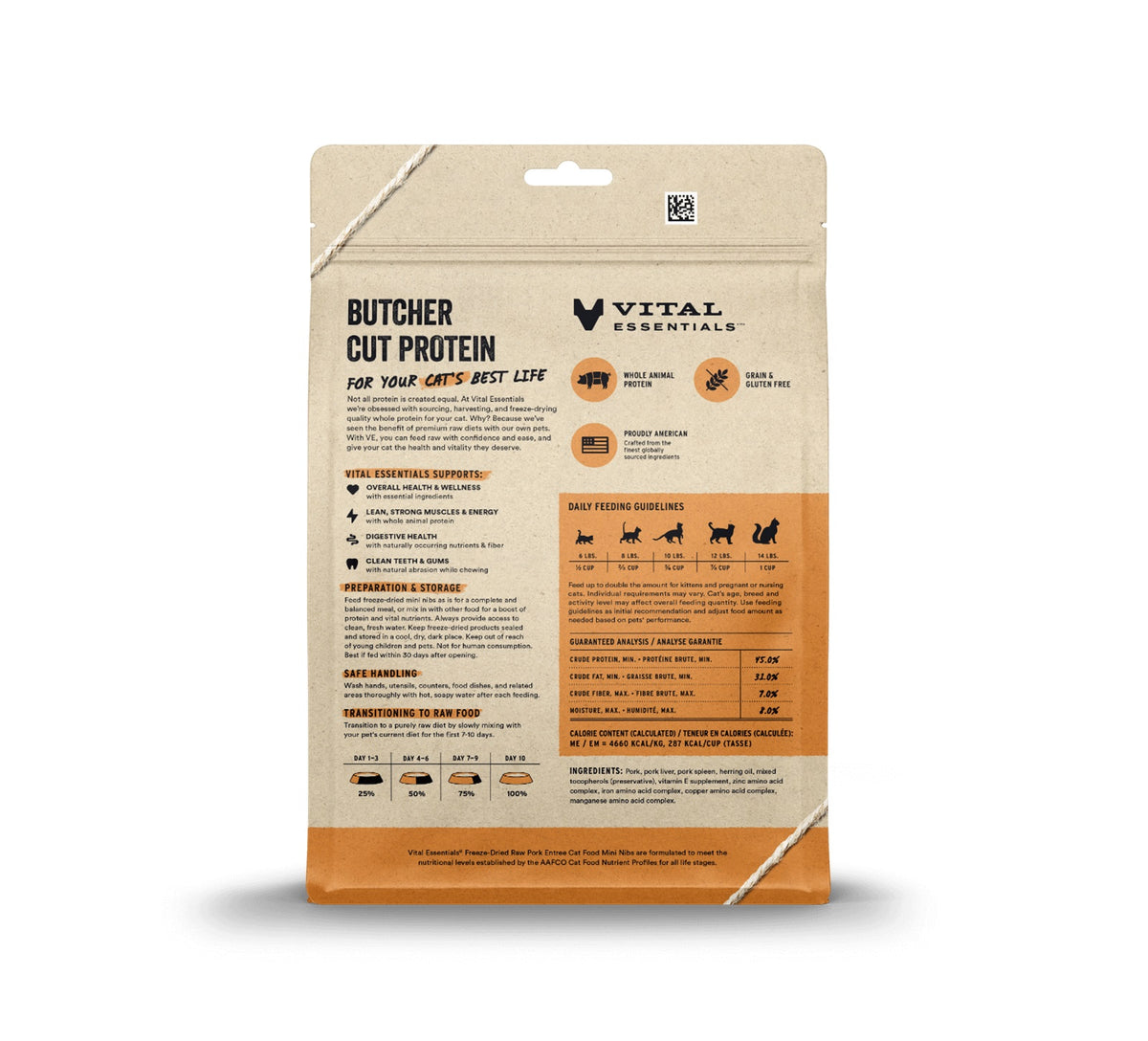 Vital Essentials® Freeze-Dried Raw Pork Entree Cat Food Mini Nibs, 12 oz