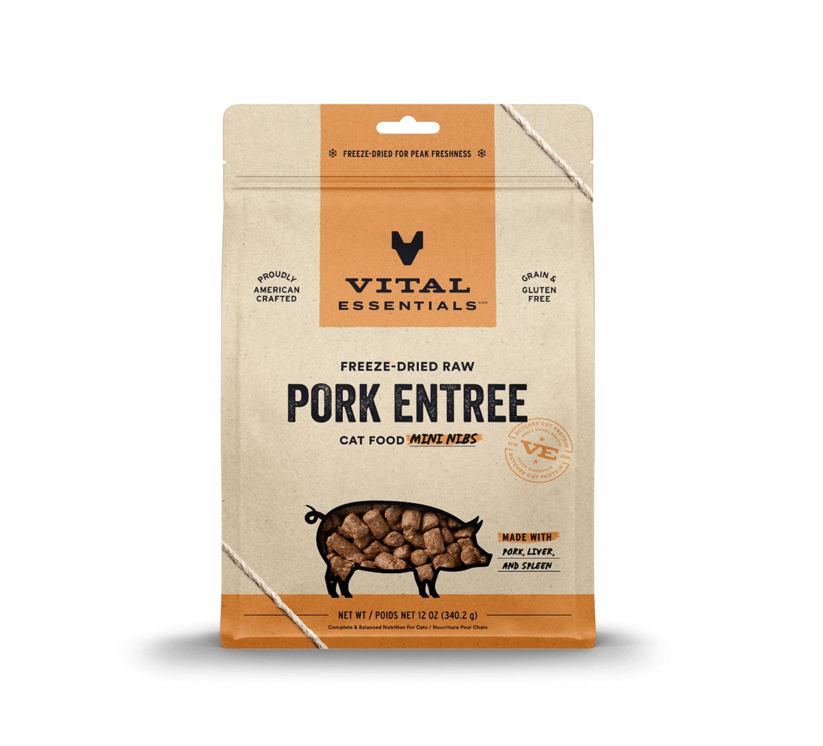 Vital Essentials® Freeze-Dried Raw Pork Entree Cat Food Mini Nibs, 12 oz