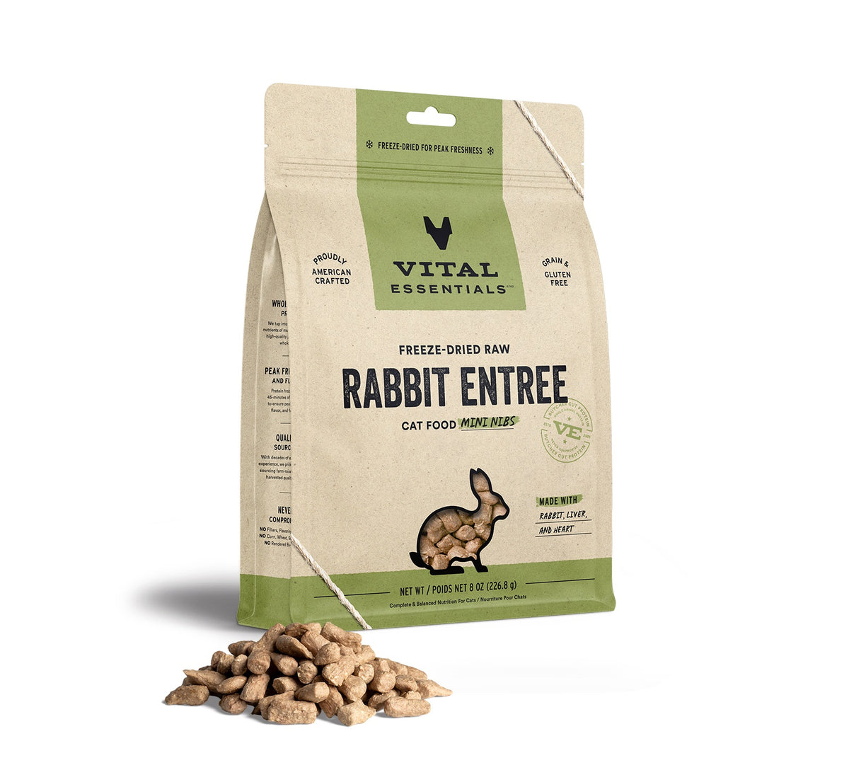 Vital Essentials® Freeze-Dried Raw Rabbit Entree Cat Food Mini Nibs, 8 oz