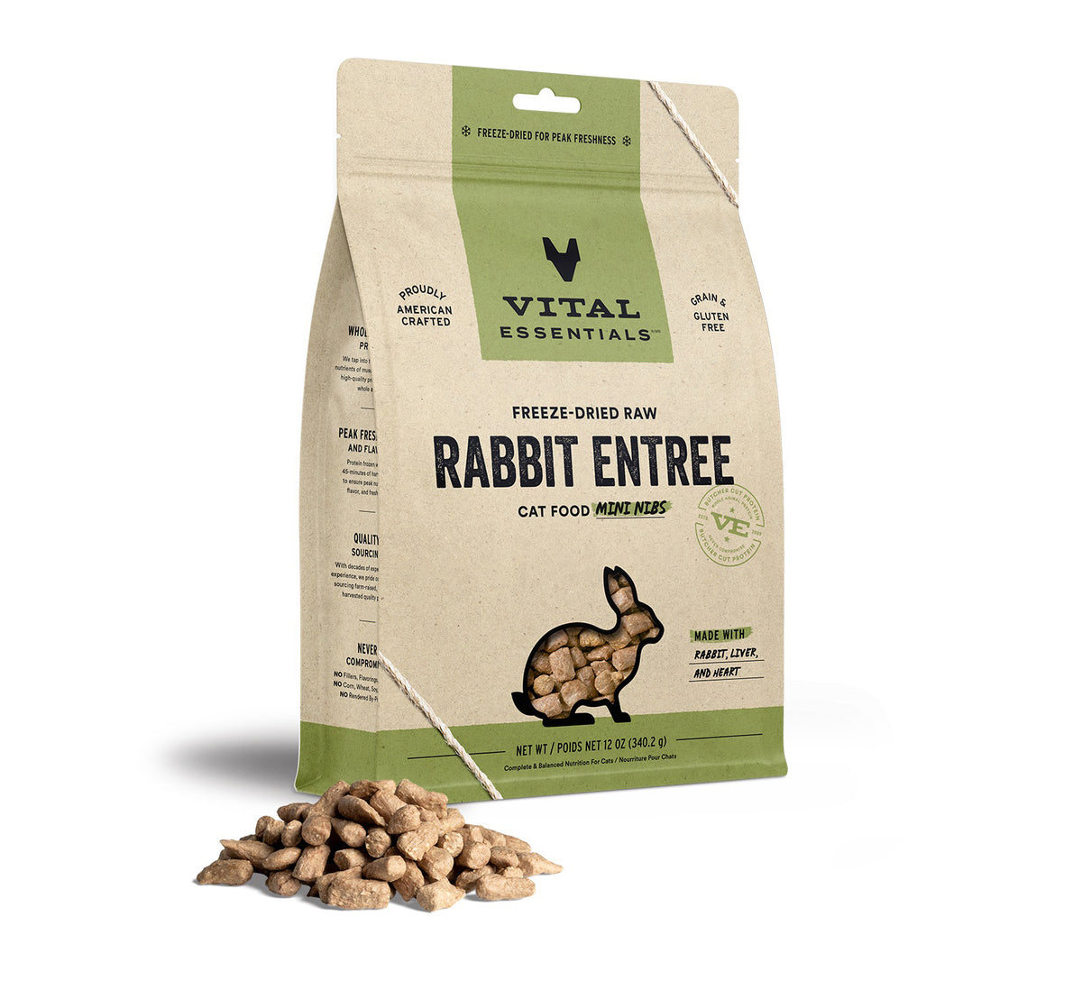 Vital Essentials® Freeze-Dried Raw Rabbit Entree Cat Food Mini Nibs, 12 oz