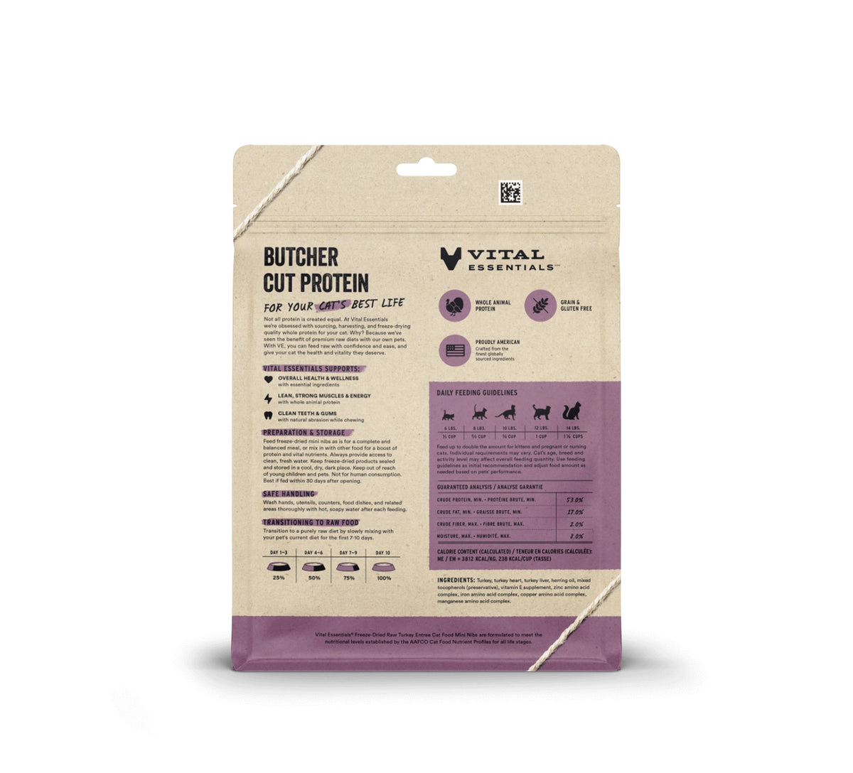 Vital Essentials® Freeze-Dried Raw Turkey Entree Cat Food Mini Nibs, 8 oz