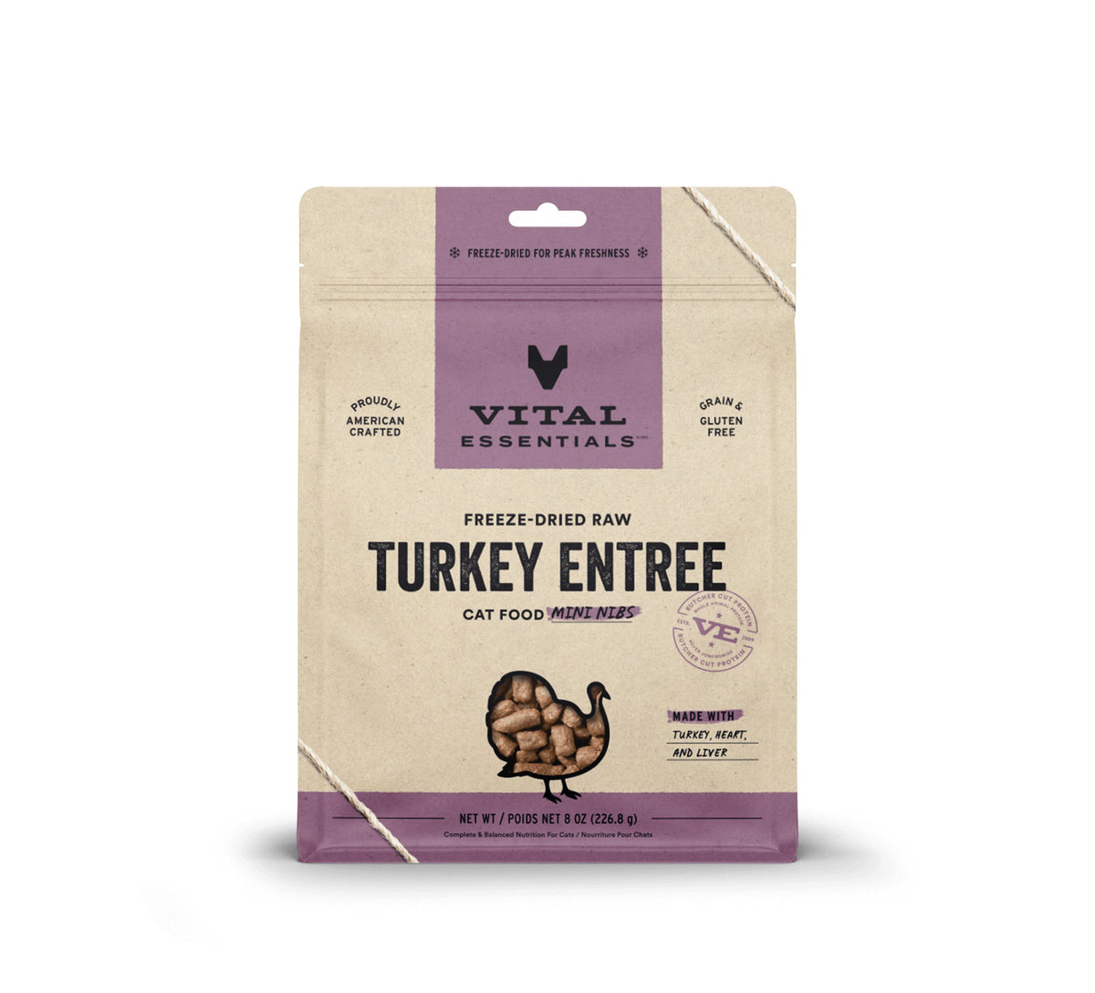 Vital Essentials® Freeze-Dried Raw Turkey Entree Cat Food Mini Nibs, 8 oz