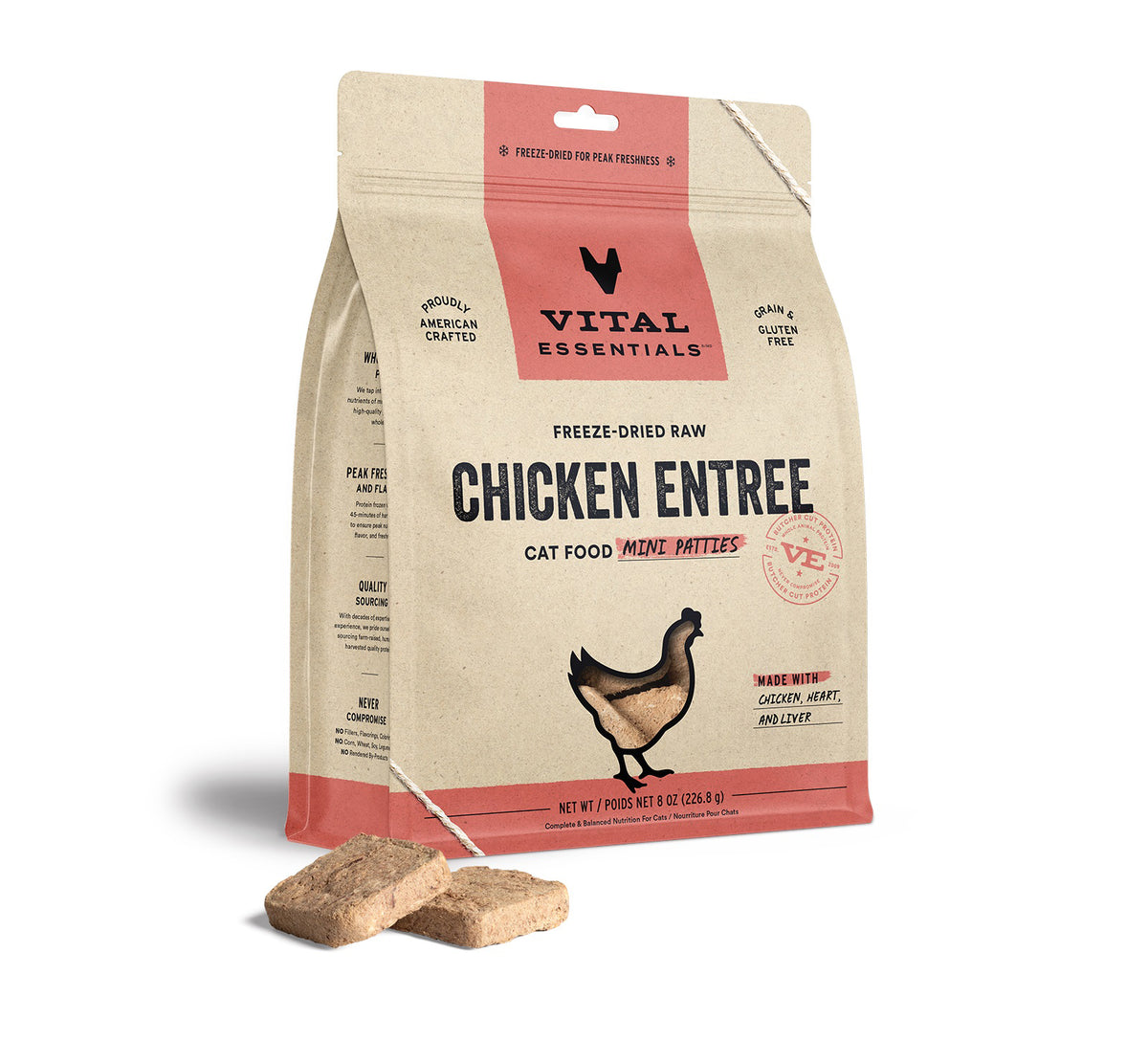 Vital Essentials® Freeze-Dried Raw Chicken Entree Cat Food Mini Patties, 8 oz