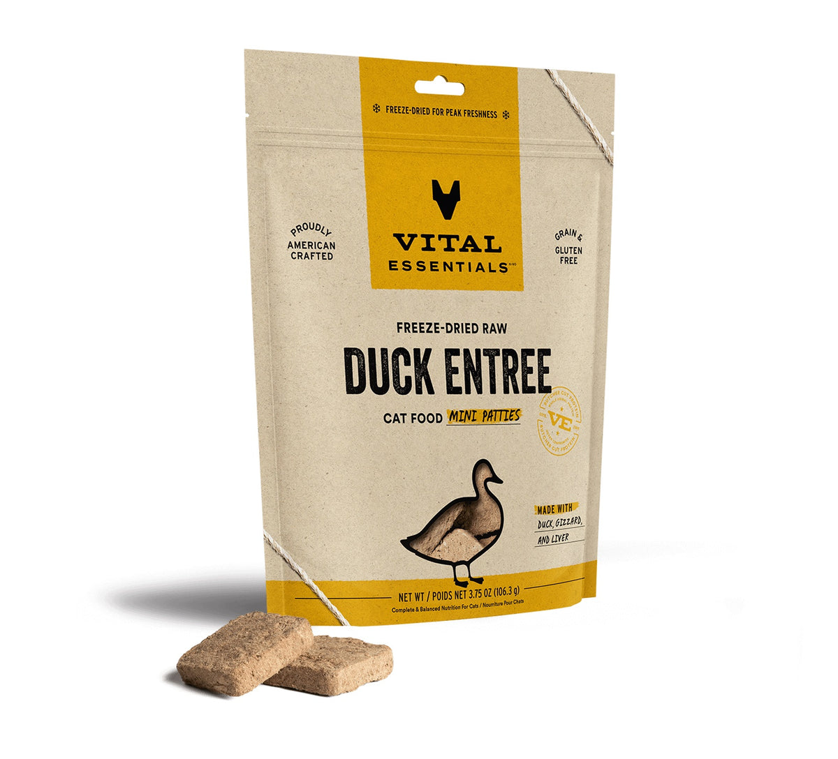 Vital Essentials® Freeze-Dried Raw Duck Entree Cat Food Mini Patties, 3.75 oz