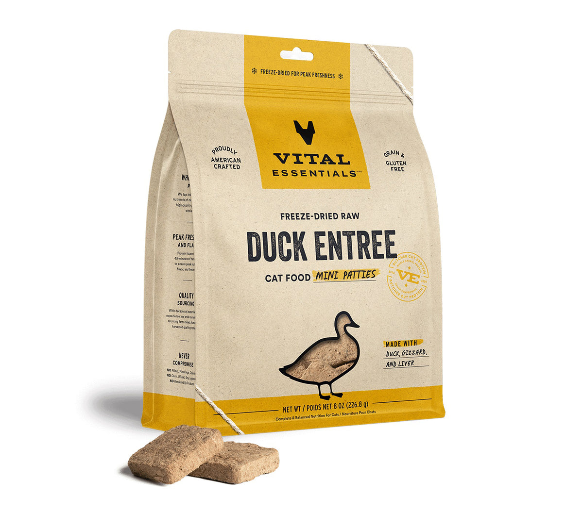Vital Essentials® Freeze-Dried Raw Duck Entree Cat Food Mini Patties, 8 oz