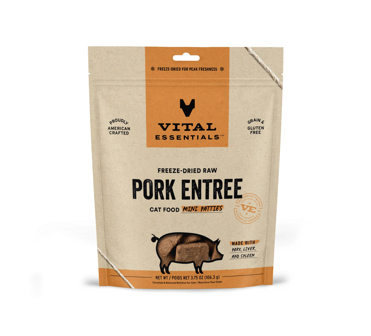 Vital Essentials® Freeze-Dried Raw Pork Entree Cat Food Mini Patties, 3.75 oz