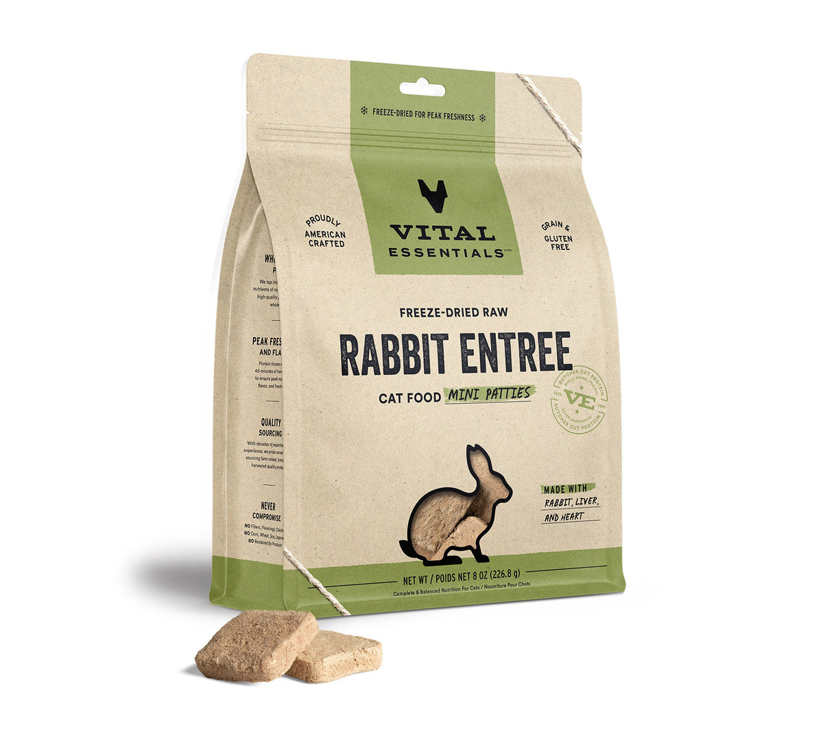 Vital Essentials® Freeze-Dried Raw Rabbit Entree Cat Food Mini Patties, 8 oz