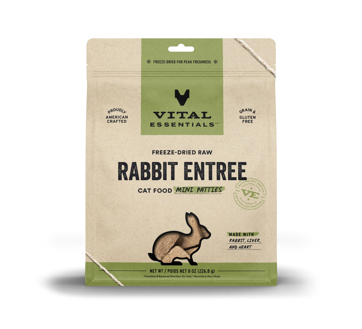 Vital Essentials® Freeze-Dried Raw Rabbit Entree Cat Food Mini Patties, 8 oz