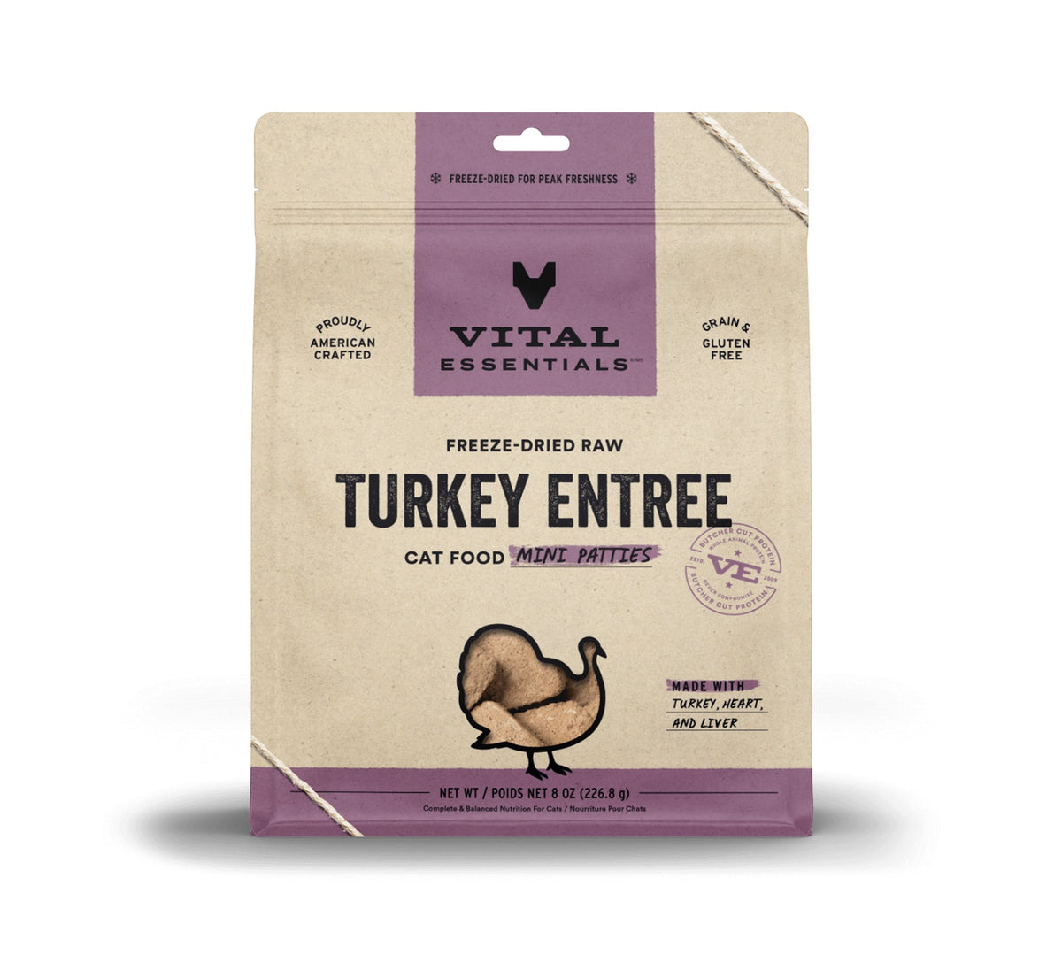 Vital Essentials® Freeze-Dried Raw Turkey Entree Cat Food Mini Patties, 8 oz
