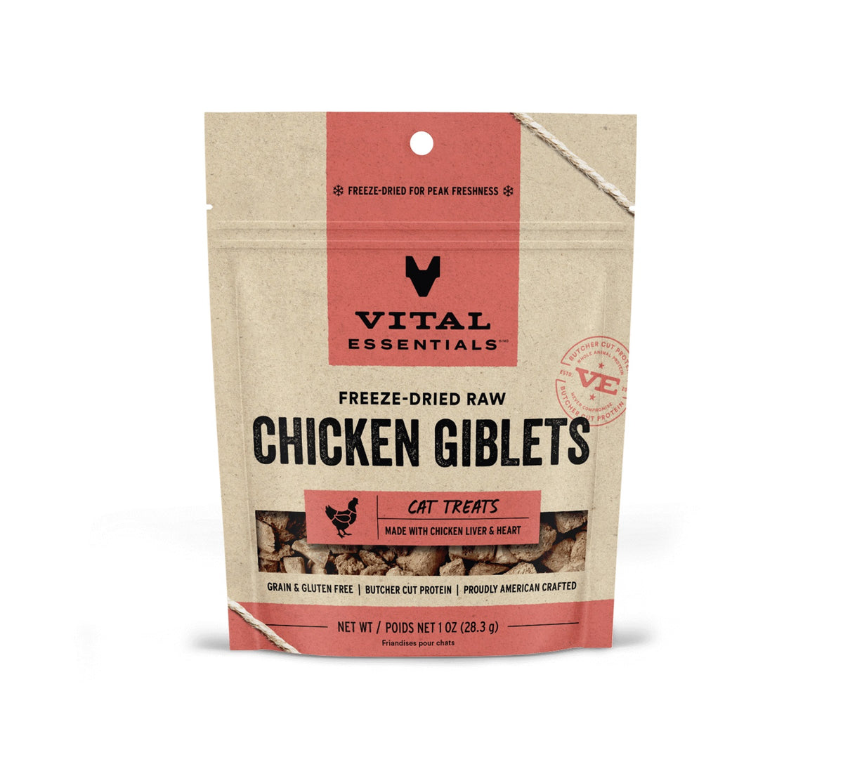 Vital Essentials® Freeze-Dried Chicken Giblets Cat Treats, 1 oz
