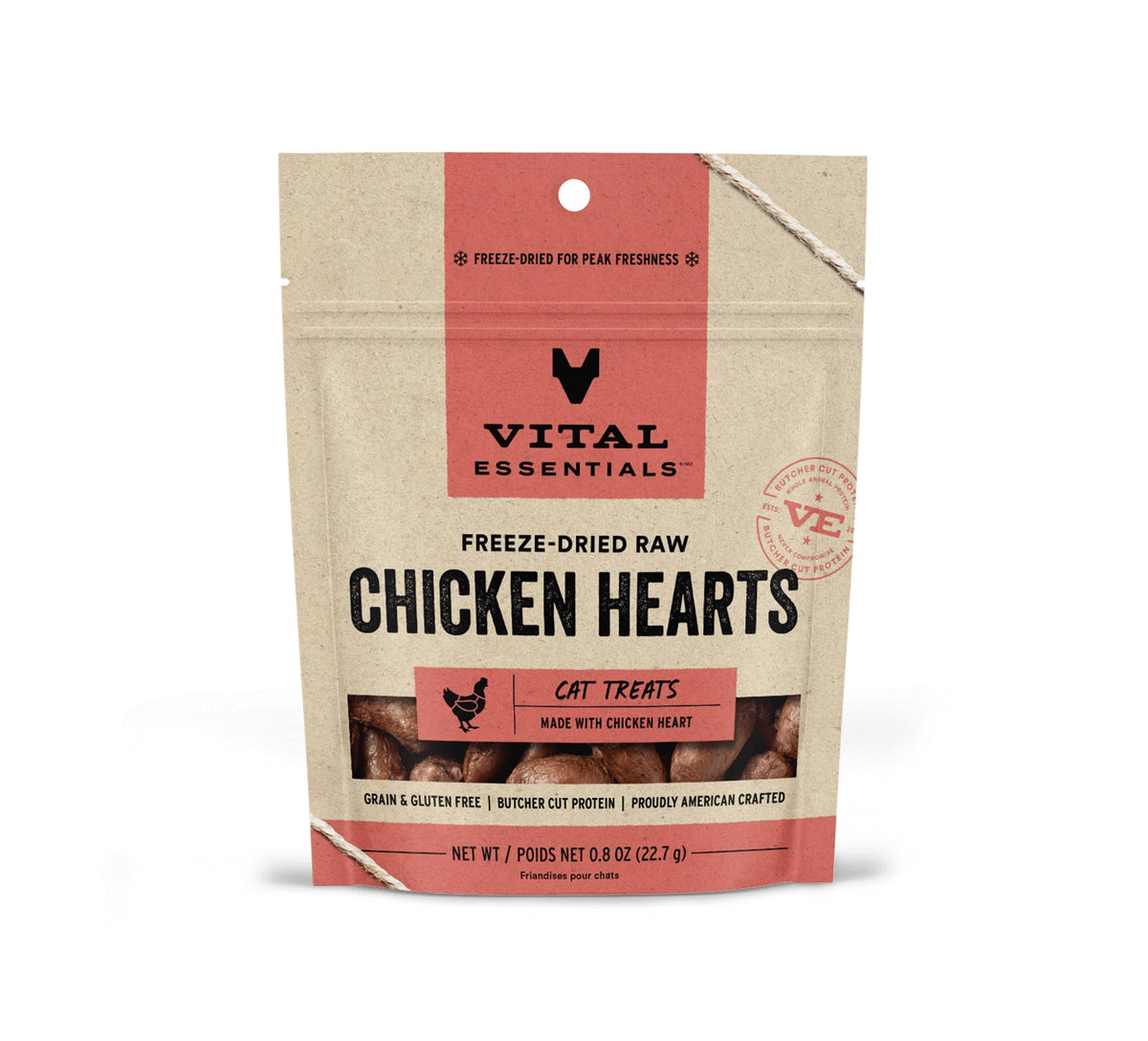 Vital Essentials® Freeze-Dried Chicken Hearts Cat Treats, 0.8 oz