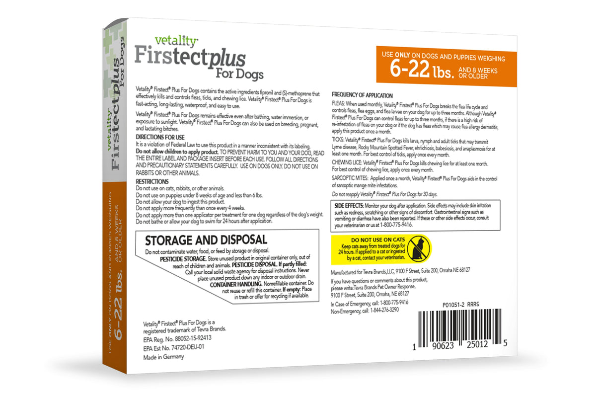 Vetality Firstect Plus For Small Dogs 6-22 lbs