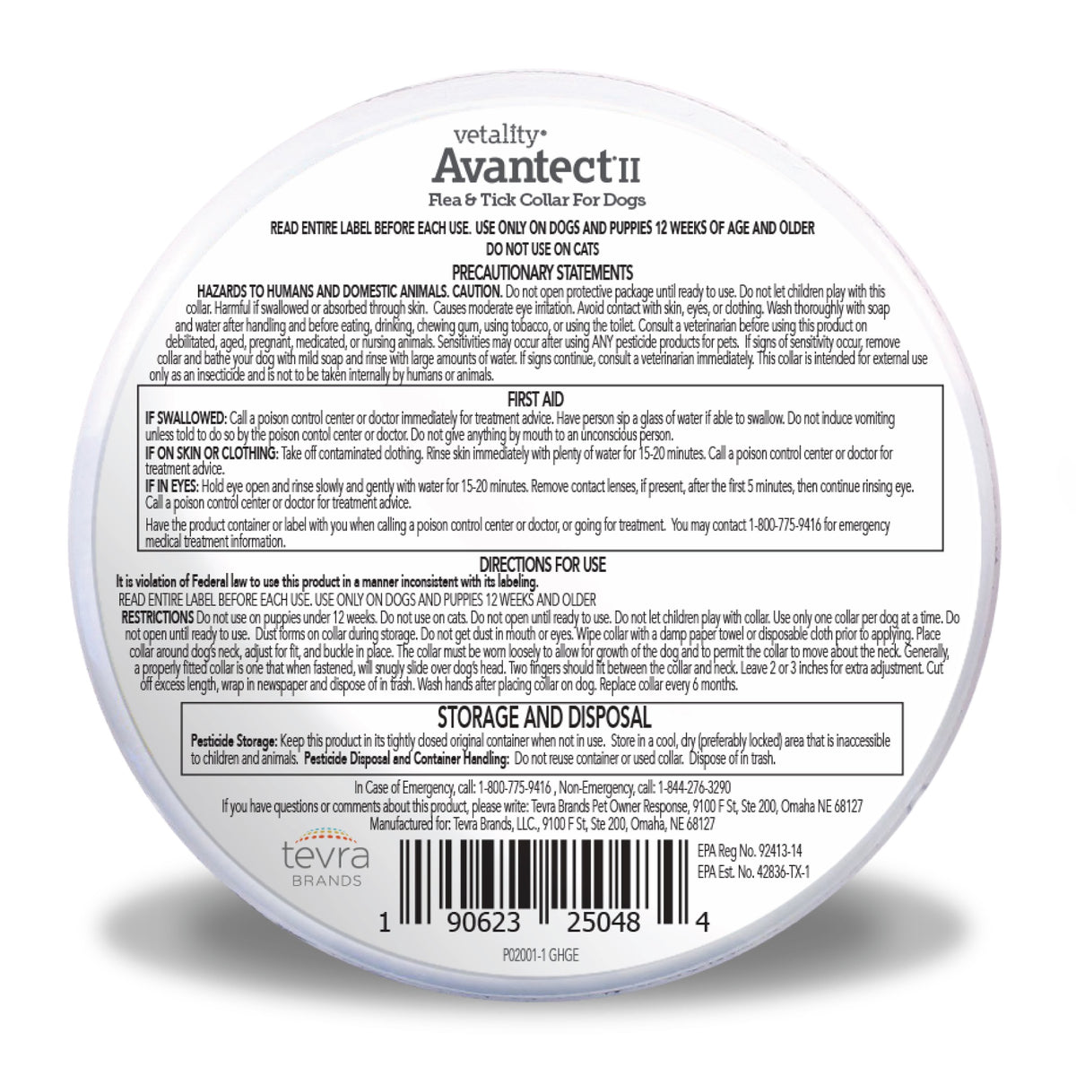 Vetality Avantect II Flea & Tick Collar for Necks Up to 15"