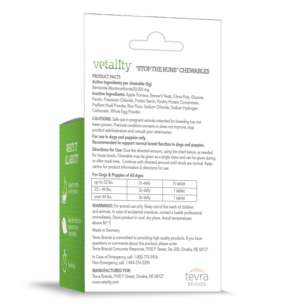 Vetality Stop the Runs Chewables for Dogs 6 ct