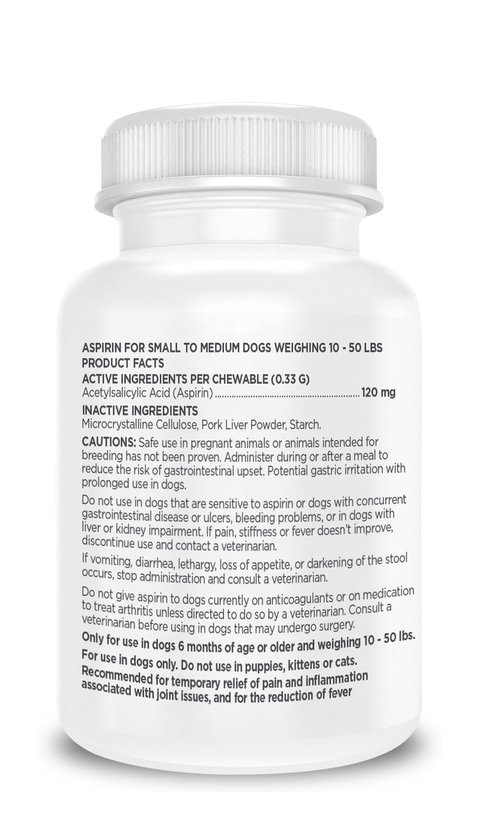 Vetality Canine Aspirin for Small-Med Dogs 10-50 lbs 75ct