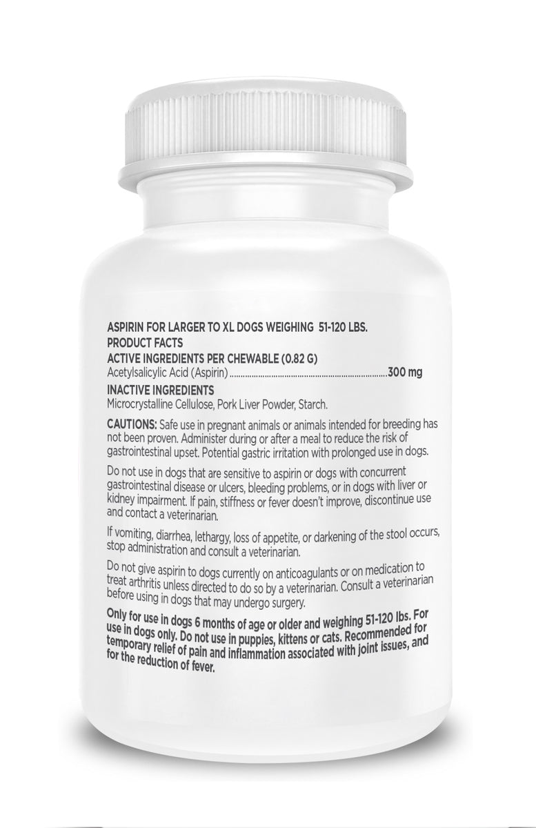 Vetality Canine Aspirin for Larger-XL Dogs 51-120 lbs 120ct