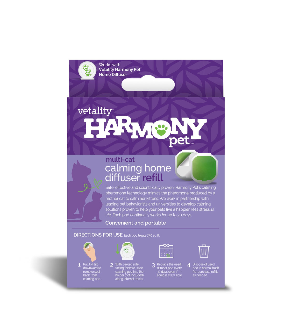 Vetality Harmony Pet Calming Home Diffuser Refills for Cats 2ct
