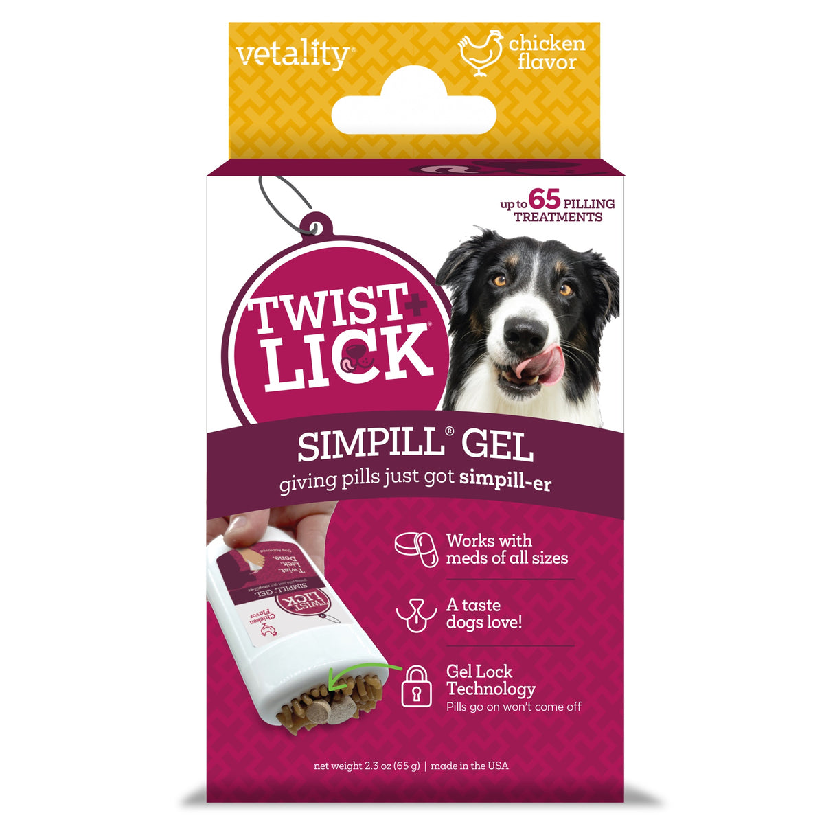 Vetality Twist & Lick SimPill Chicken Flavor 2.3 oz (65g)