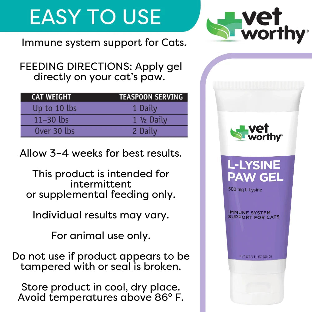 Vet Worthy - 3 oz Lysine Paw Gel Feline