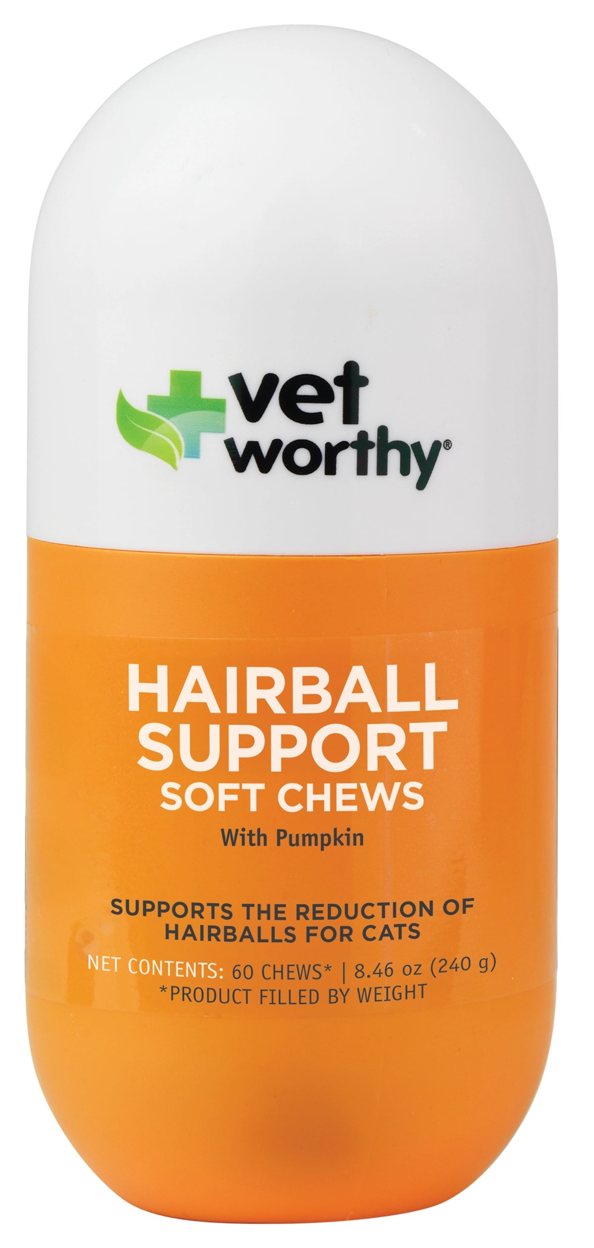 Vet Worthy Hairball Support w/ Pumpkin Soft Chews Feline 60ct