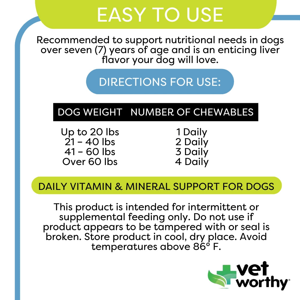 Vet Worthy Multi-Vitamins for Seniors Soft Chews 60ct