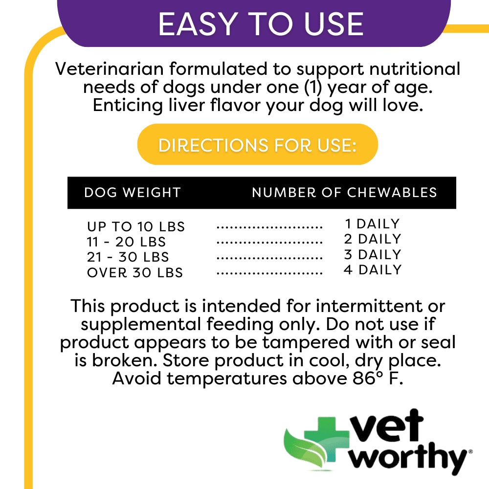 Vet Worthy Multi-Vitamins for Puppy Soft Chews 60ct