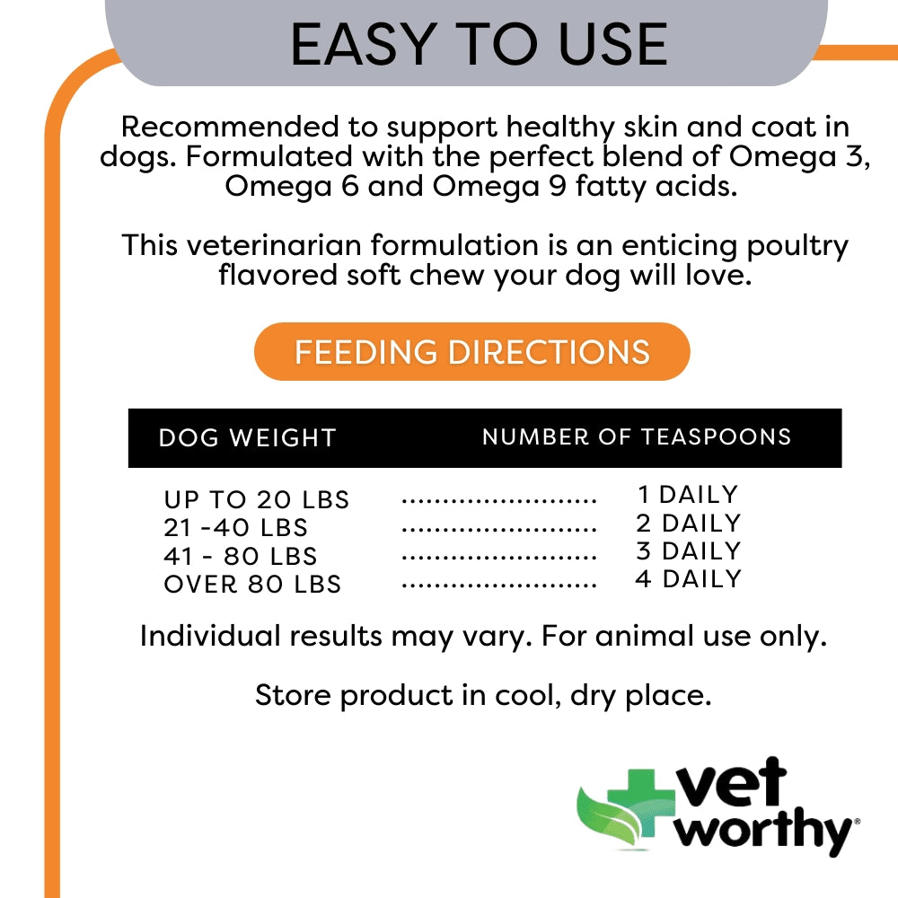 Vet Worthy Skin & Coat Soft Chew 30ct