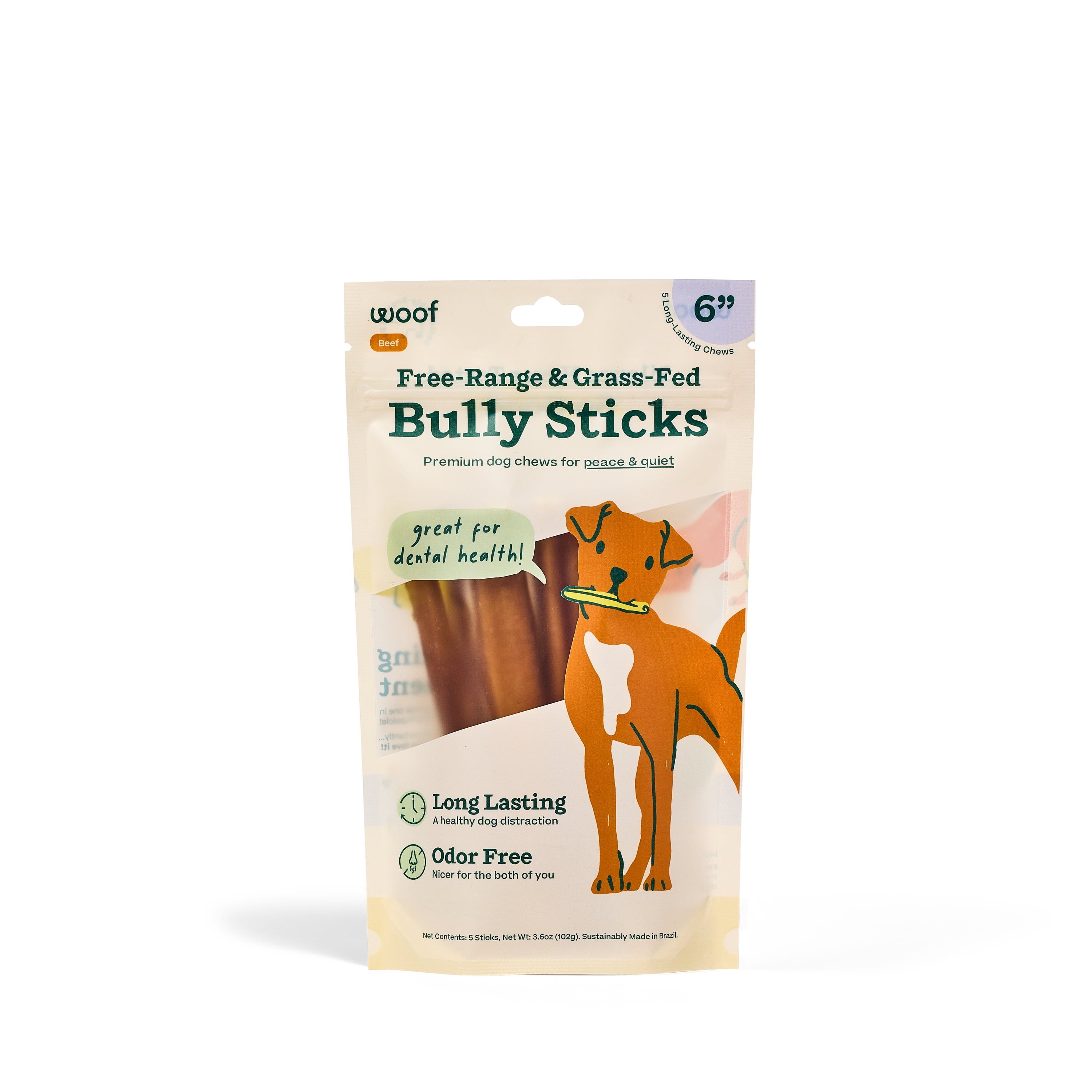 WOOF BullySafe Chews - Bully Stick - 5pk 6in