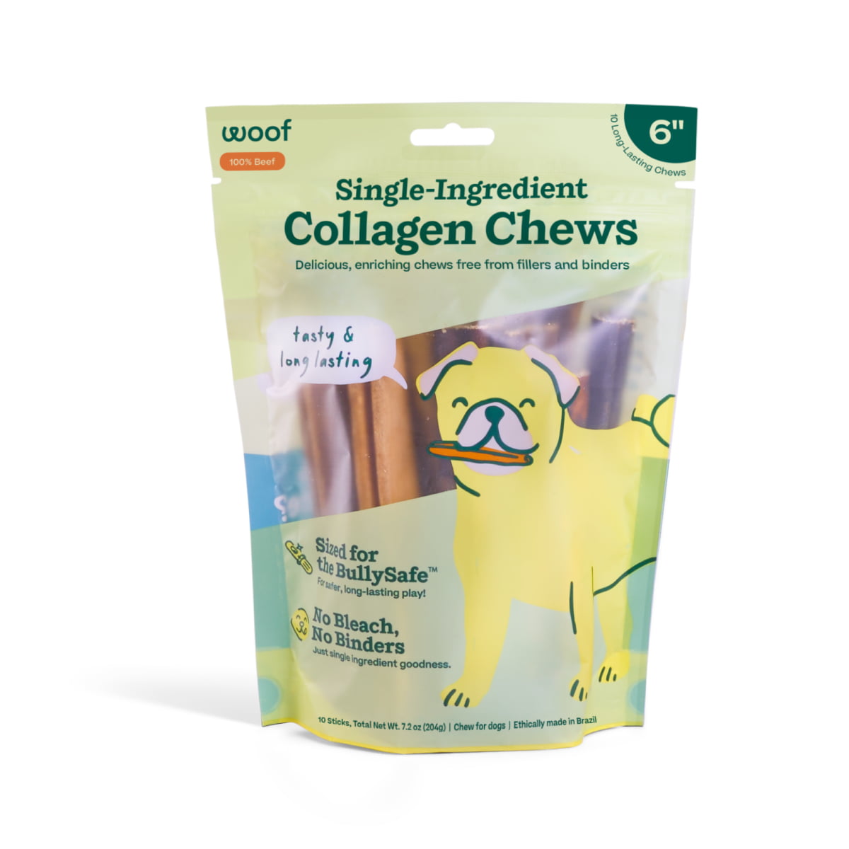 WOOF BullySafe Chews - Pure Collagen - 10pk 6in