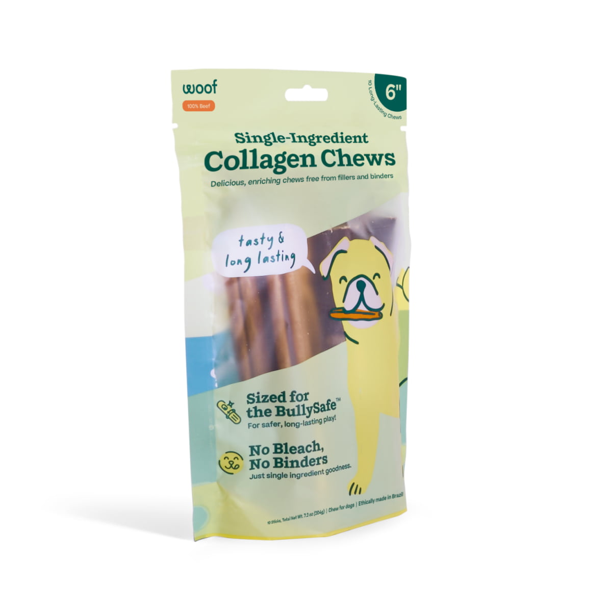 WOOF BullySafe Chews - Pure Collagen - 10pk 6in