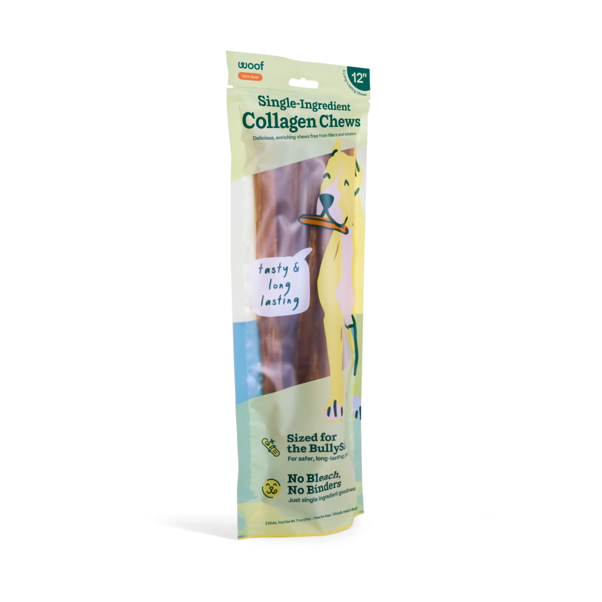 WOOF BullySafe Chews - Pure Collagen - 5pk 12in