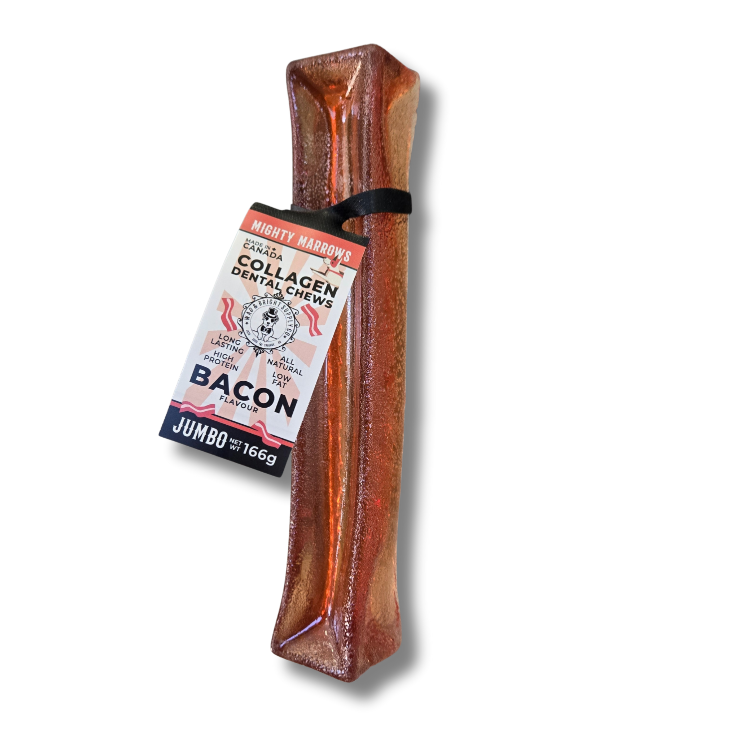 Wag & Bright Supply Co. Mighty Marrows Collagen Dental Chews Bacon Jumbo Case (15 Units)