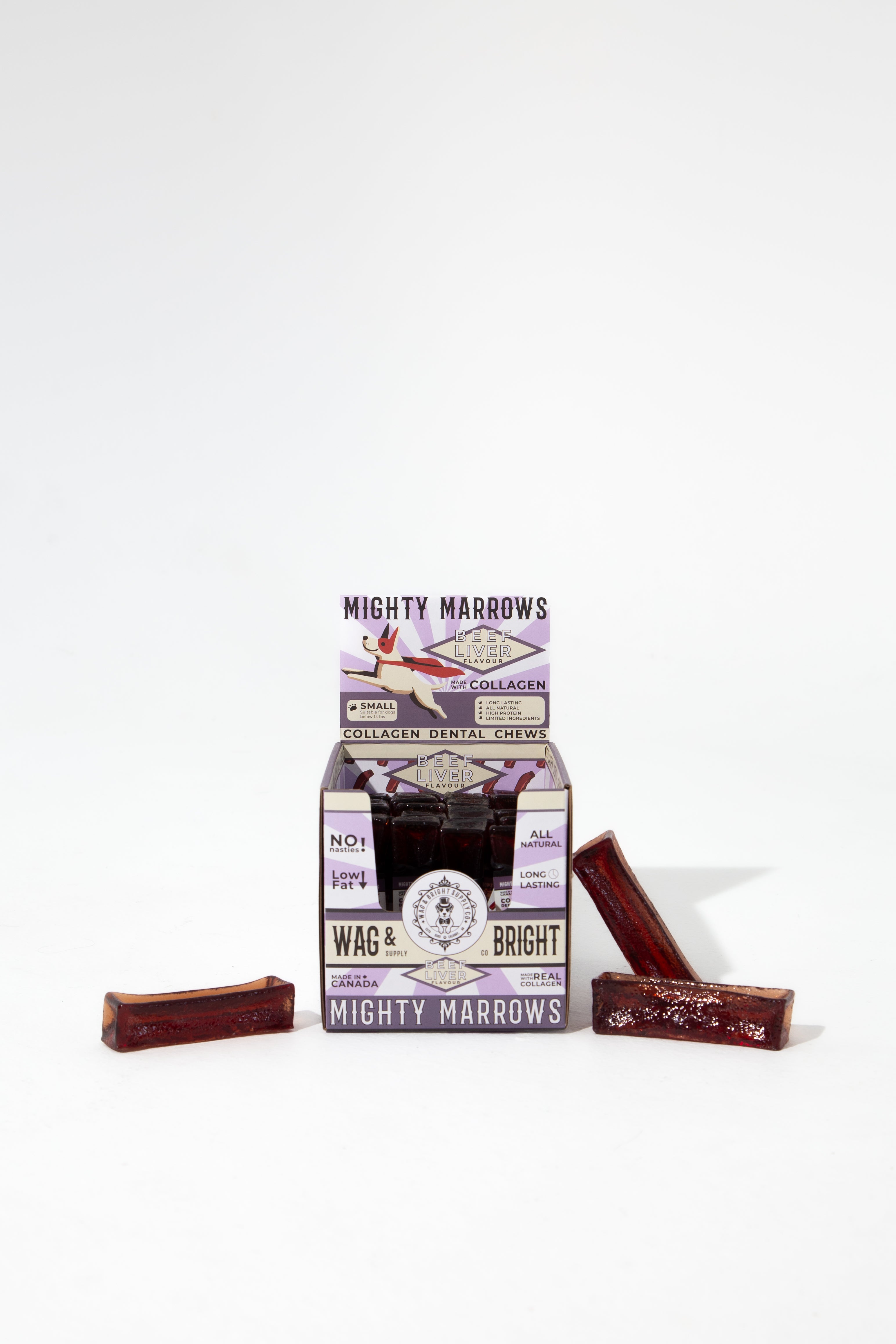 Wag & Bright Supply Co. Mighty Marrows Collagen Dental Chews Beef Liver Small Case (24 Units)