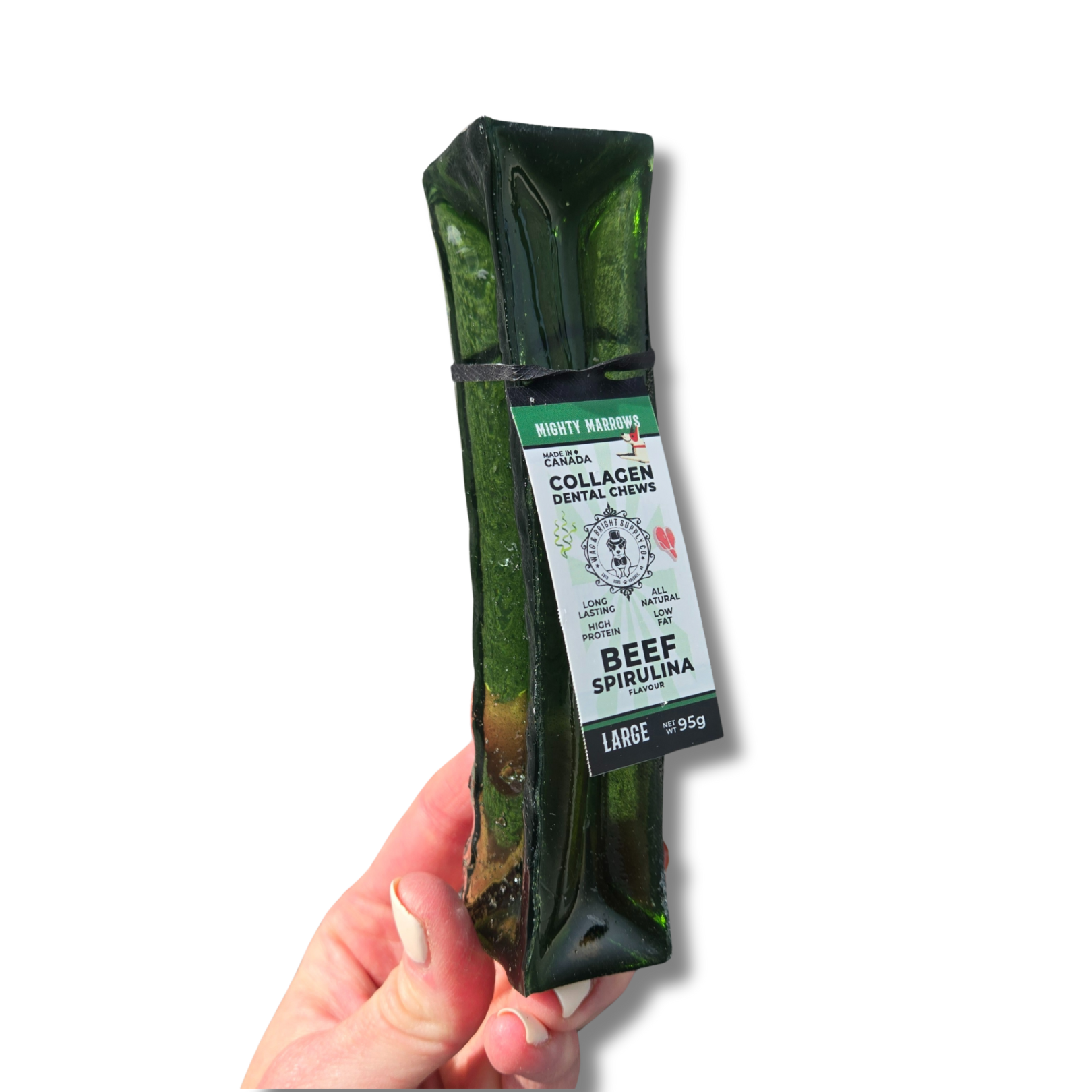 Wag & Bright Supply Co. Mighty Marrows Collagen Dental Chews Spirulina Beef Large Case (18 Units)