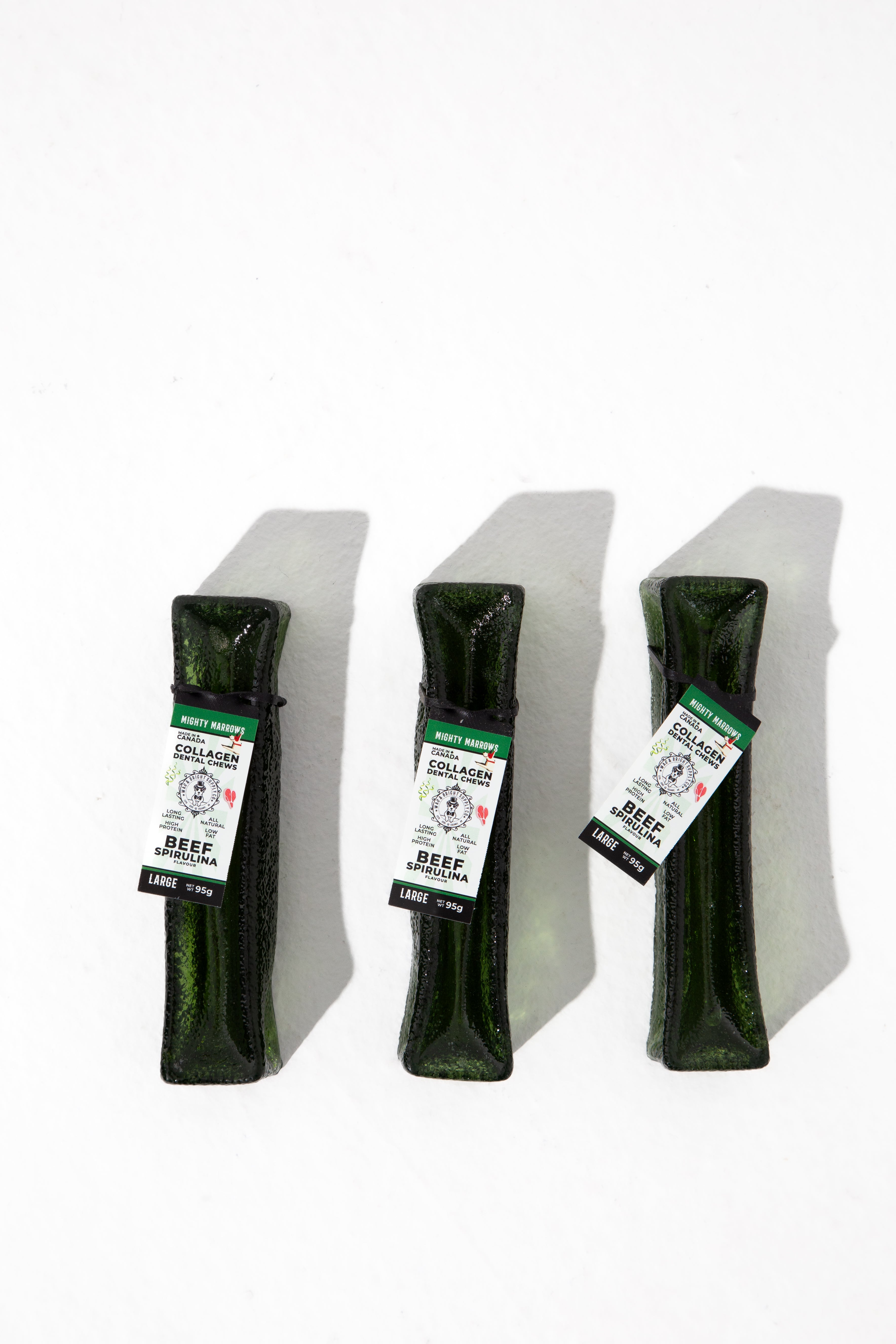 Wag & Bright Supply Co. Mighty Marrows Collagen Dental Chews Spirulina Beef Large Case (18 Units)