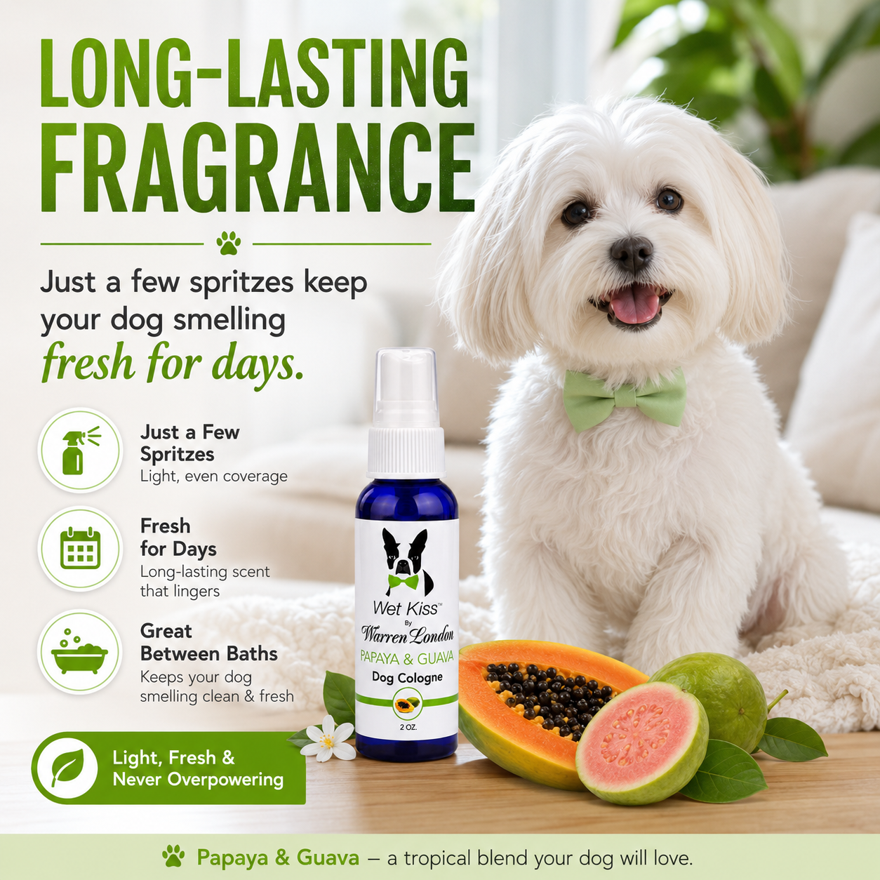 Warren London Wet Kiss Dog Cologne - Papaya & Guava - 2 oz