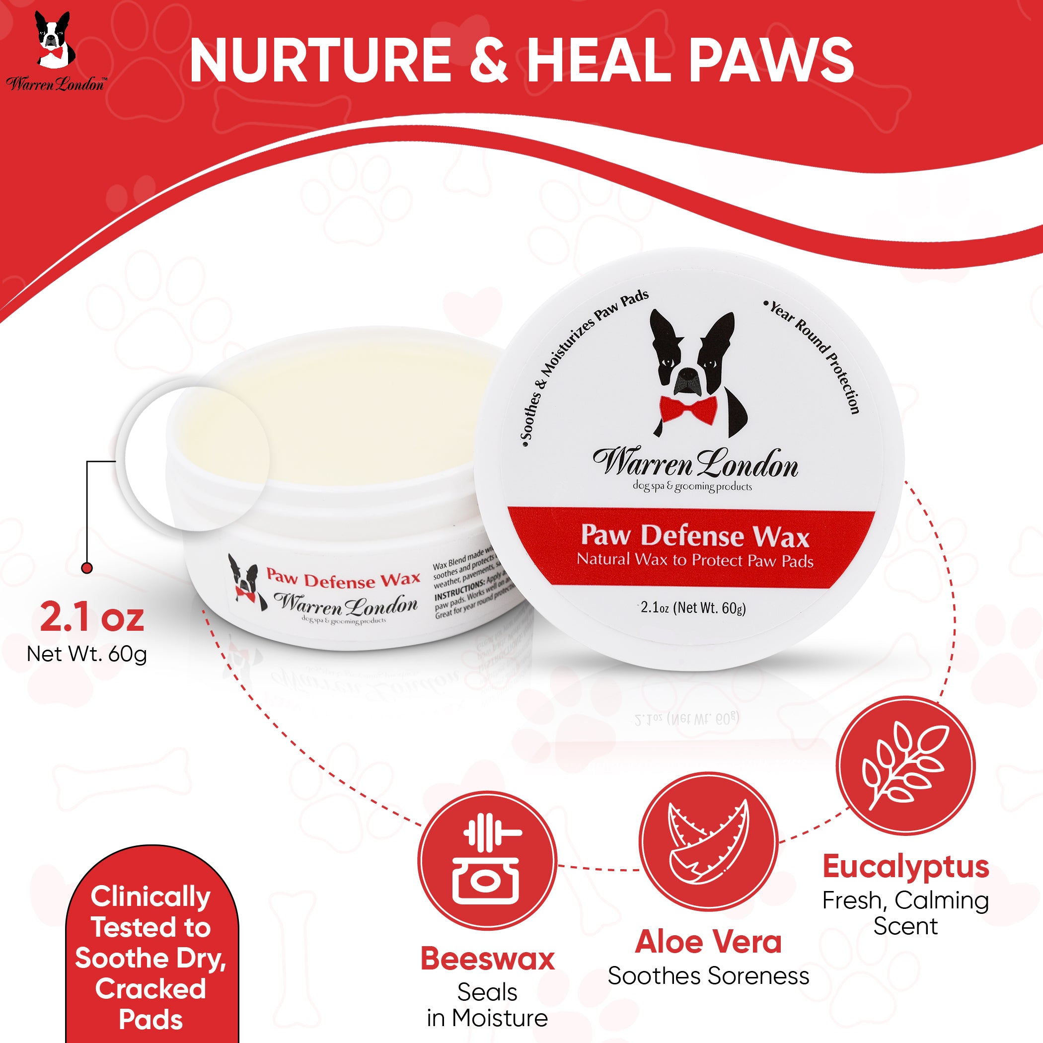 Warren London Paw Defense Wax, 2 oz
