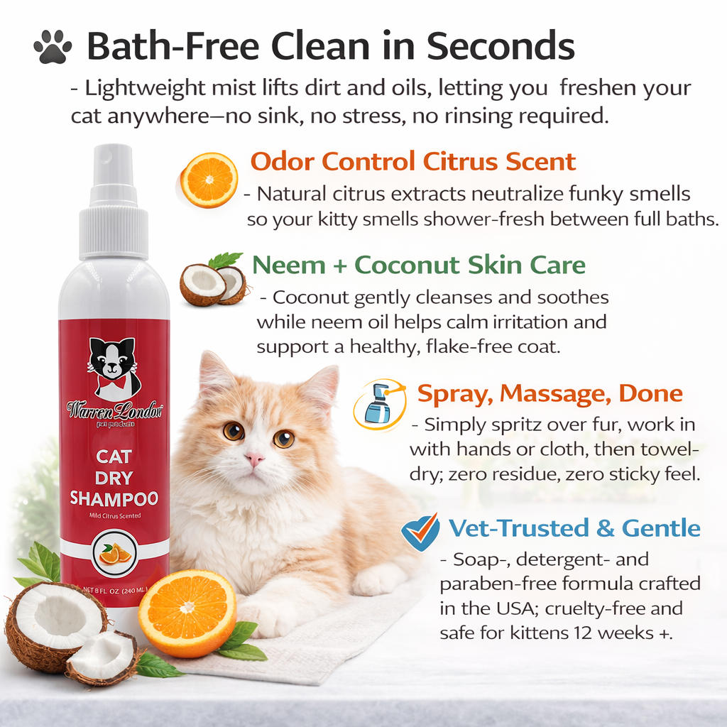 Warren London Cat Dry Shampoo - Citrus - 8oz