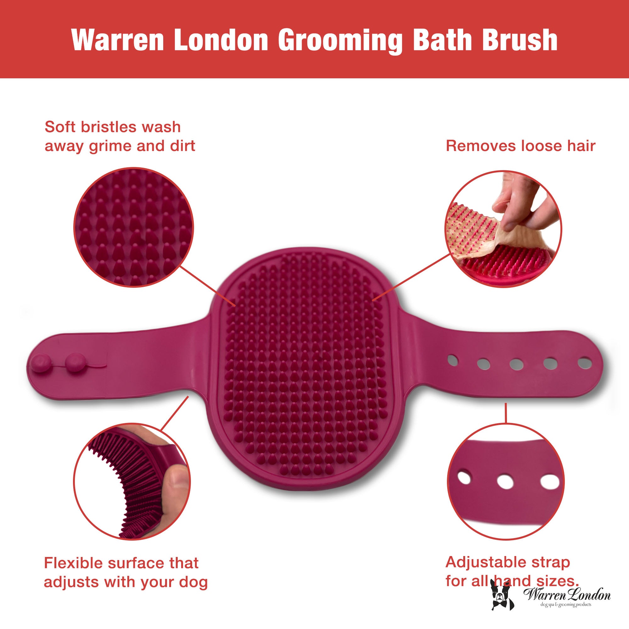 Warren London Bath Brush, Red
