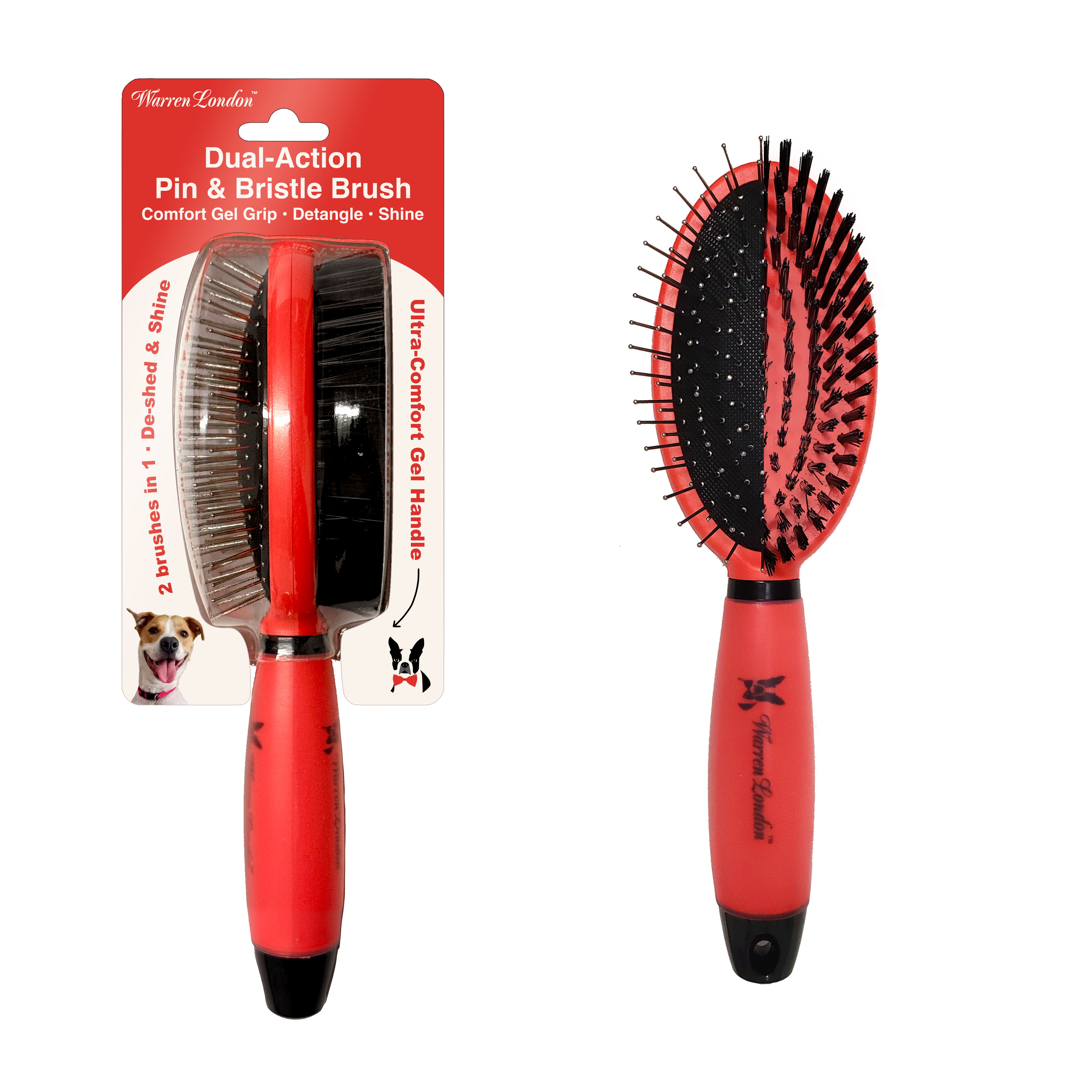 Warren London Dual-Action Pin & Bristle Brush