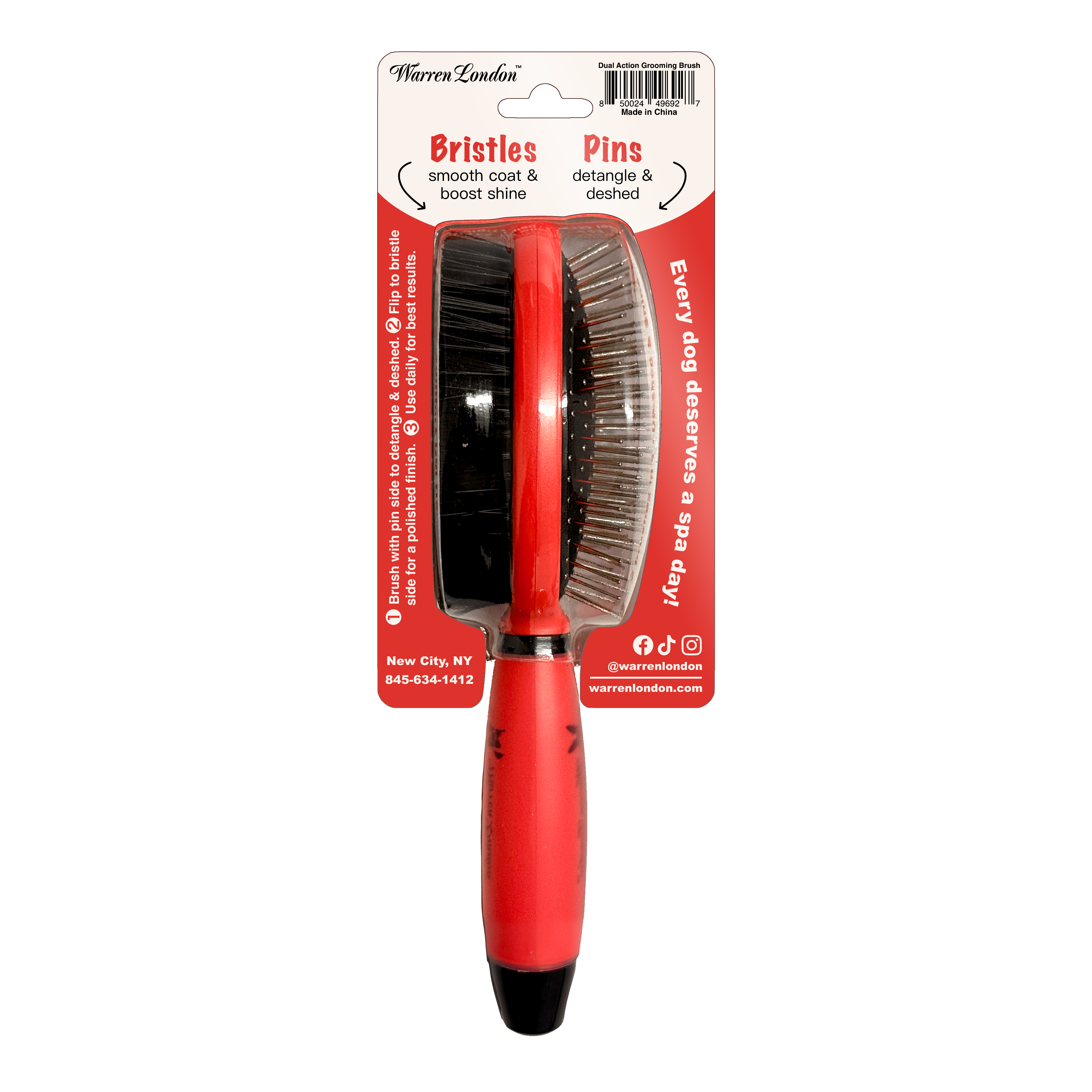 Warren London Dual-Action Pin & Bristle Brush