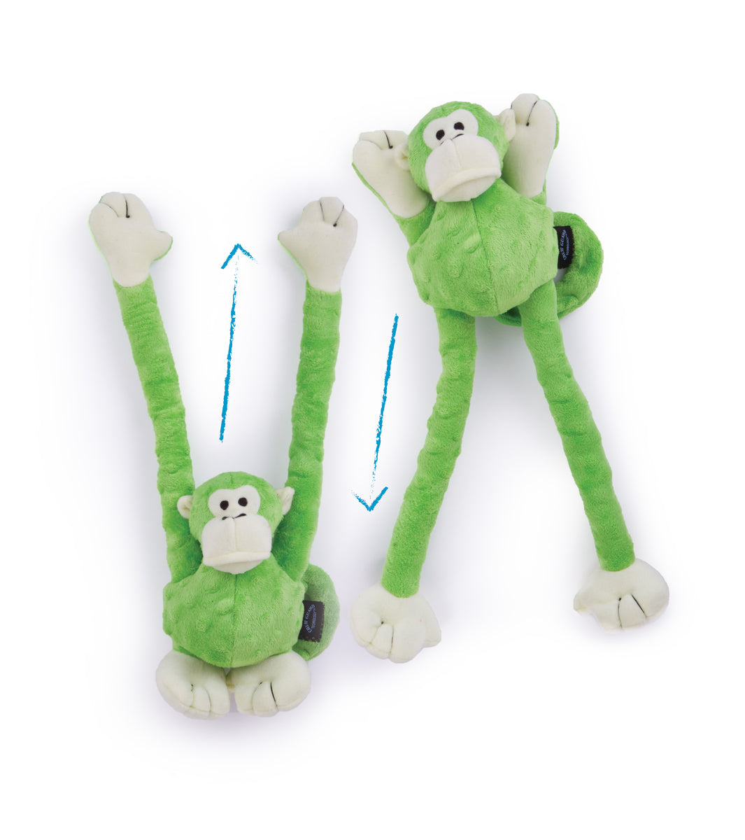 goDog Crazy Tugs Monkeys Squeaky Plush Dog Toy Large