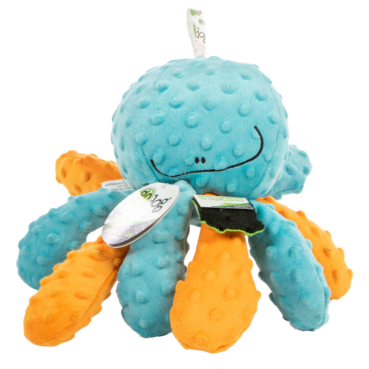 goDog Crazy Tugs Octopus Squeaky Plush Dog Toy Large