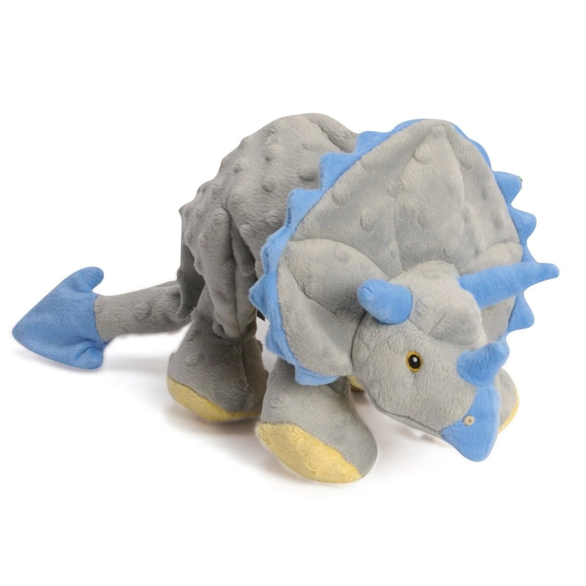 goDog Dinos Frills Triceratops w/Chew Guard Plush Dog Toy Grey Large