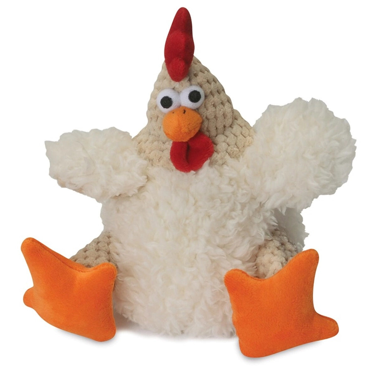 goDog Checkers Fat Rooster White w/Chew Guard Plush Dog Toy Small