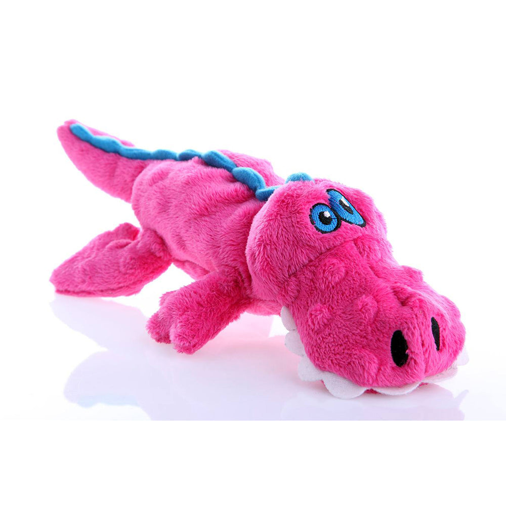 goDog Just For Me Gator w/Chew Guard Plush Dog Toy Pink