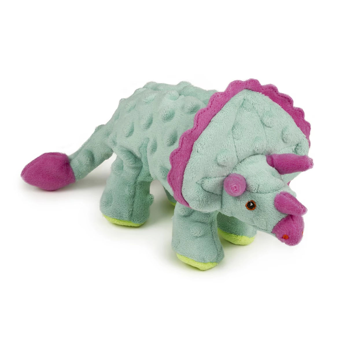 goDog Dino Triceratops w/Chew Guard Teal Plush Dog Toy Small
