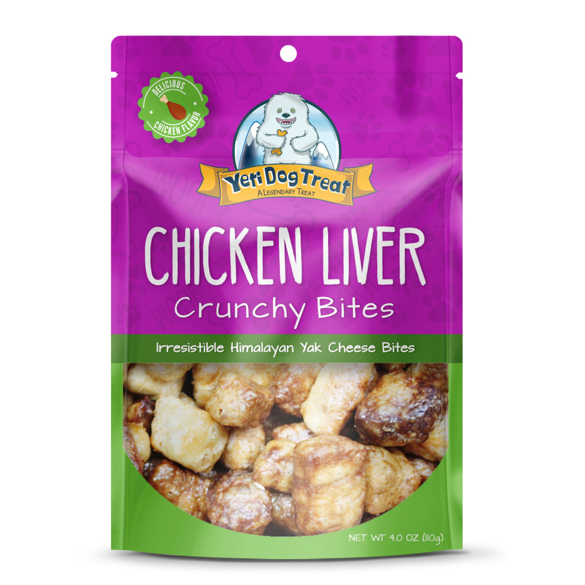 Yeti Dog Chew Chicken Liver Flavored Crunchy Bites 4oz Bag