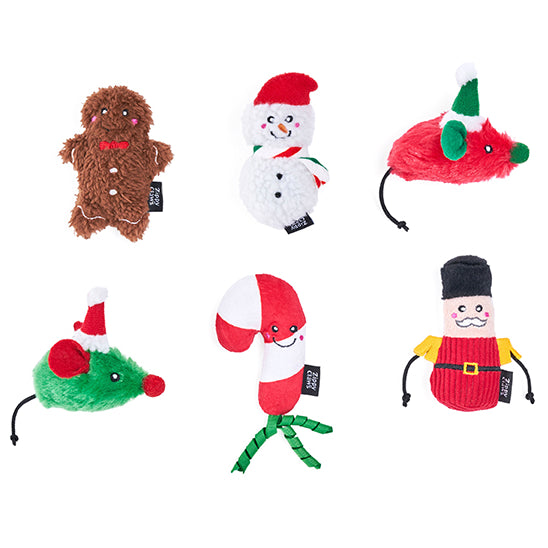 ZippyClaws Holiday Festive Cheer Cat Toy 6pk